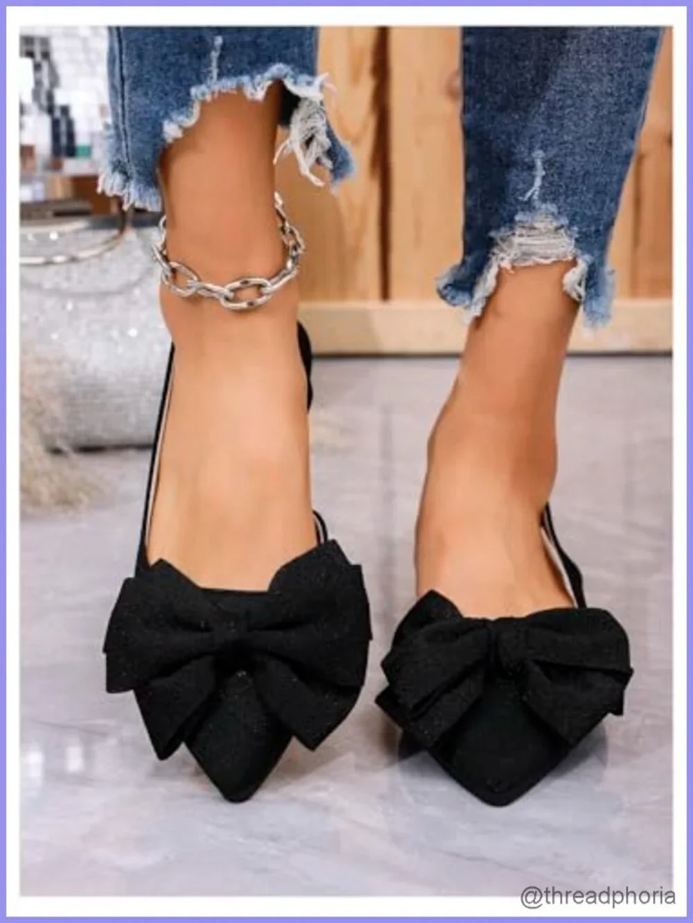 Bow Pointed Toe Slingback Flats Dressy Loafer Wedding Evening Shoes